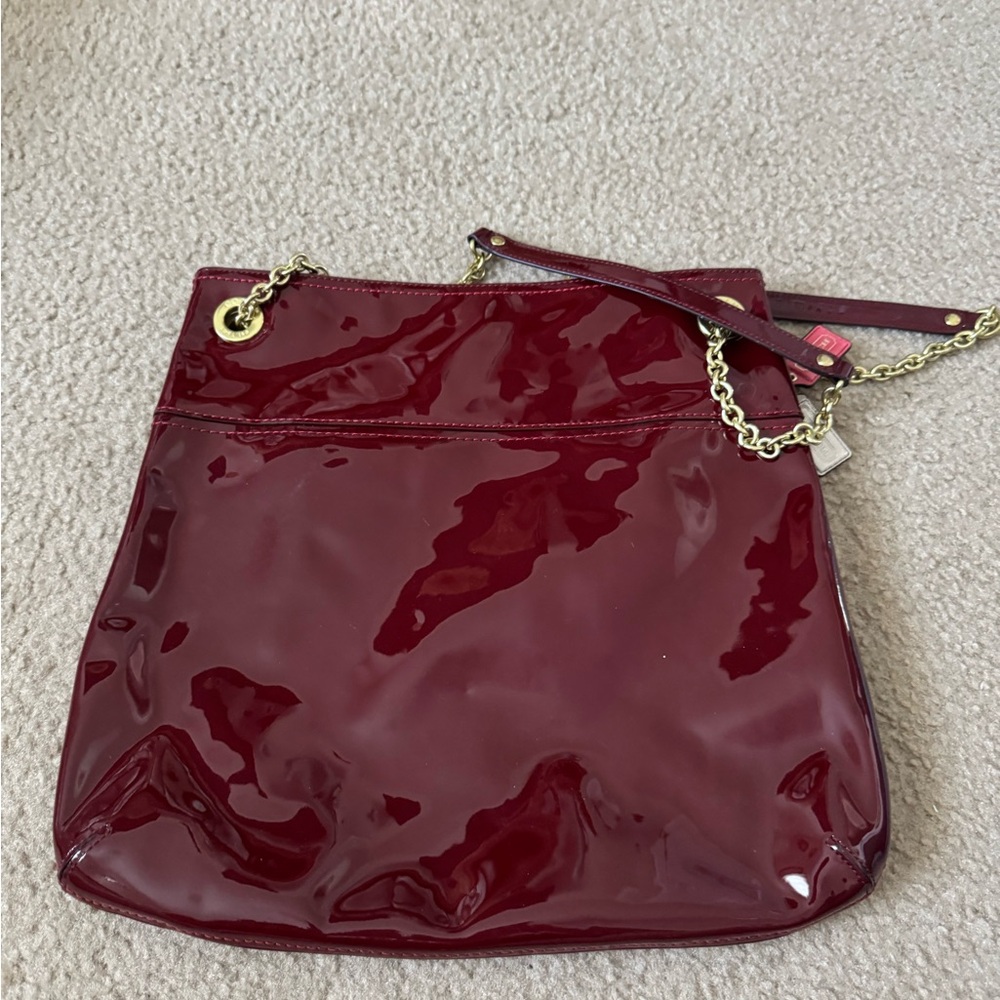 Red Patent Leather Coach Tote Bag - Picture 3 of 4